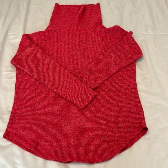 Time & Tru szM red and black marbled thermal long sleeve cowl neck sweater EUC - Picture 2 of 10